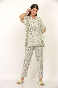 Cream Floral Kaftan set