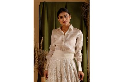 Satin organza shirt set