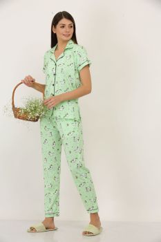 Mint Green Unicorn Notch Collar Night Suit set