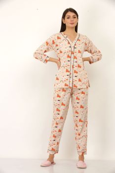 Peach Baba sheep Hoax Collar Shirt Set