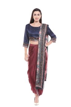 Stylish crop top with drape skirt