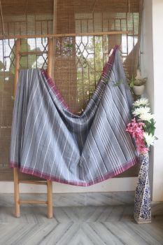 Grey Butta Pure Cotton Saree From Assam