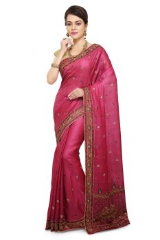 Pink Flower Pure Handloom Cotton Saree