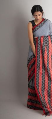 Multi Colour Pure Handloom Cotton Saree From Bengal