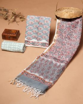Pink Flare Doria Dupatta Cotton Flower Design suit