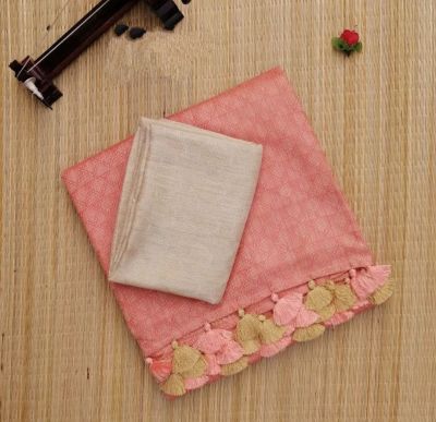 Rose Pink Pure Handloom jacquard Silk Saree From Banaras