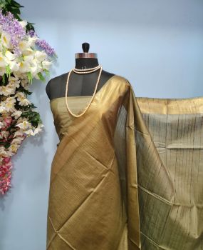 Coffee Pure Handloom Kota Viscose Silk Saree From Bhagalpur