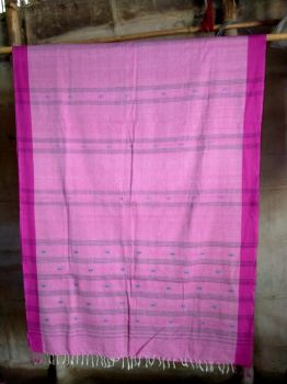 Light Pink Butta Pure Cotton Saree From Assam