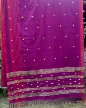 Purple Butta Pure Cotton Saree From Assam
