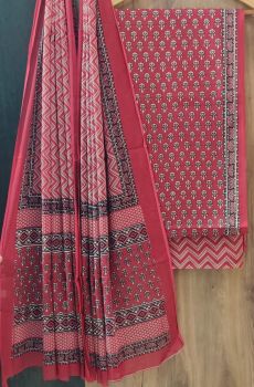 Brown Derby Printed Suit With Flower Design Dupatta