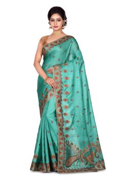 Sky Blue Buti Pure Tassar Silk Saree