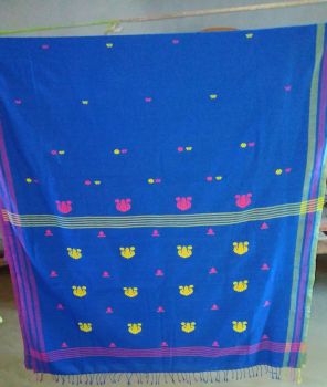 Blue Butta Pure Cotton Saree From Assam