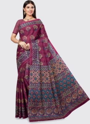 Wine Berry Pure Handloom Silk Saree From Banaras