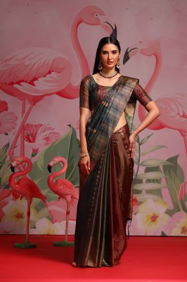Tan Party Wear Silk Saree