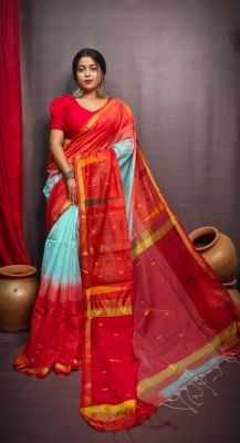 Multi Colour Pure Handloom Cotton Saree From Bengal