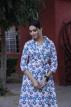 Tropical Blue ware Hand Block Printed One piece