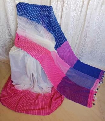 Multi Colour Pure Handloom Cotton Saree From Bengal