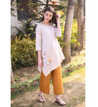 Beige asymmetrical tunic
