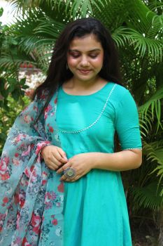 Turquoise blue anarkali with dupatta