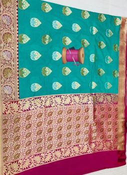 Sea Green Pan Patti Design Silk Ikat Patola Saree