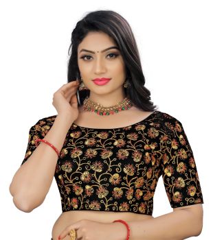 Black Phantom Silk Cording Work Blouse