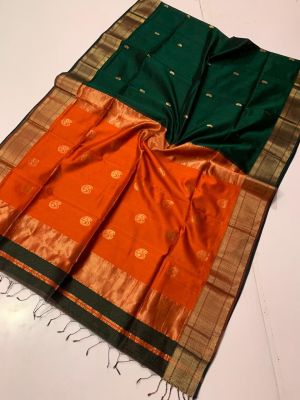 Multi Colour Pure Handloom Meheshwari Silk Cotton Saree From Bengal