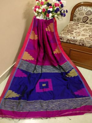 Multi Colour Pure Handloom Silk Cotton Saree From Bengal