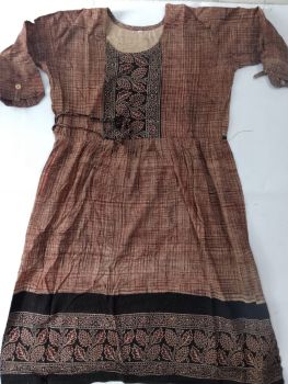 Dusty Gray Pure Handloom Cotton Molmol Frock From Bengal