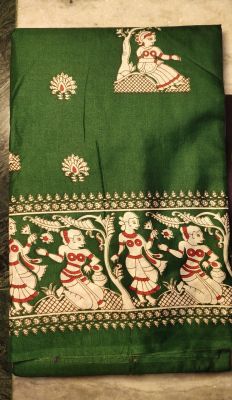 Mehandi Green Pure Handloom Maheshwari Silk Cotton Saree From Bengal