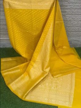 Yellow Buti Katan Georgette Saree