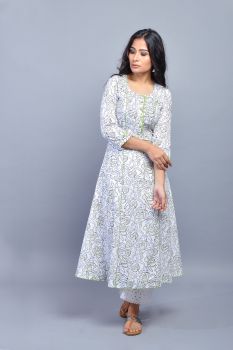 White A-line Cotton Kurta
