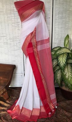 Multi Colour Pure Handloom Cotton Saree From Bengal