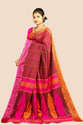 Red Pure Handloom Cotton Saree From Bengal
