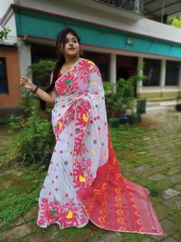 Elephant motief dhakai jamdani saree
