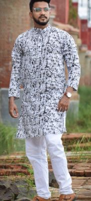 Black White Pure Handloom Kurta From Bengal