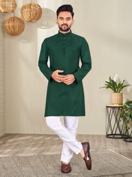 Men Dark Slate Grey Plain Traditional Kurta