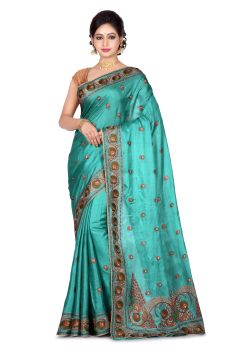 Sky Blue Flower Pure Handloom Silk Saree
