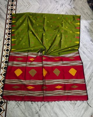 Multi Colour Pure Handloom Silk Cotton Saree From Bengal