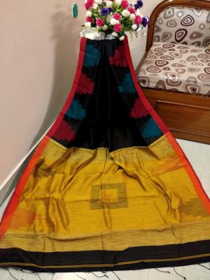 Multi Colour Pure Handloom Silk Cotton Saree From Bengal