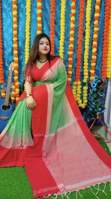 Multi Colour Pure Handloom Cotton Saree From Bengal
