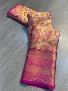 Rani Flower Design Rich Pallu Jacquard Work Kanchipuram Soft Silk Saree
