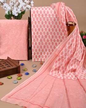 Old Pink Pure Handloom Suit With Cotton Dupatta