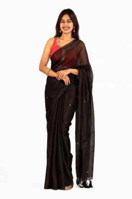 Black Tissue Pure Handloom Saree From Bengal