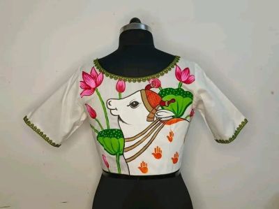 White Pure Handloom Cotton Readymade Blouse From Bengal