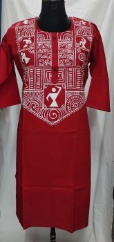 Red Pure Handloom Cotton Kurti From Bengal