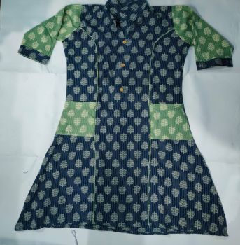 Blue Smoke Ajrakh Pure Handloom Cotton Tops From Bengal