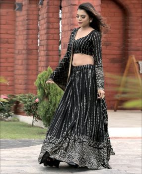 Black Color Georgette Sequence Work Designer Lehenga choli