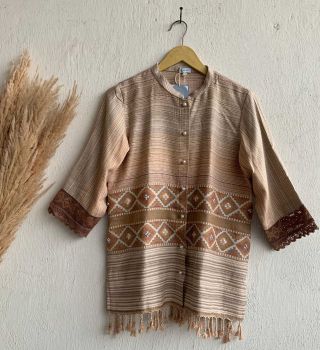 Beige pearl Stole shirt