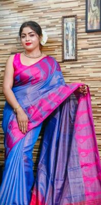 Multi Colour Pure Handloom Tissue Silk Saree From Bengal