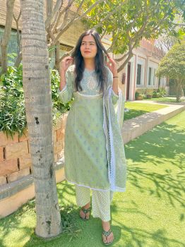 Green White suit set